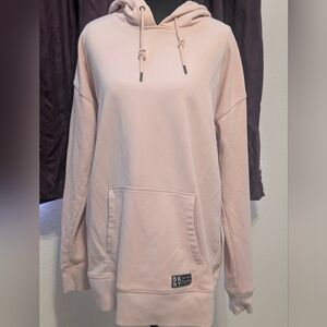 DKNY Women’s Medium Blush Pink Hooded Sweatshirt Pullover Kangaroo Pocket EUC